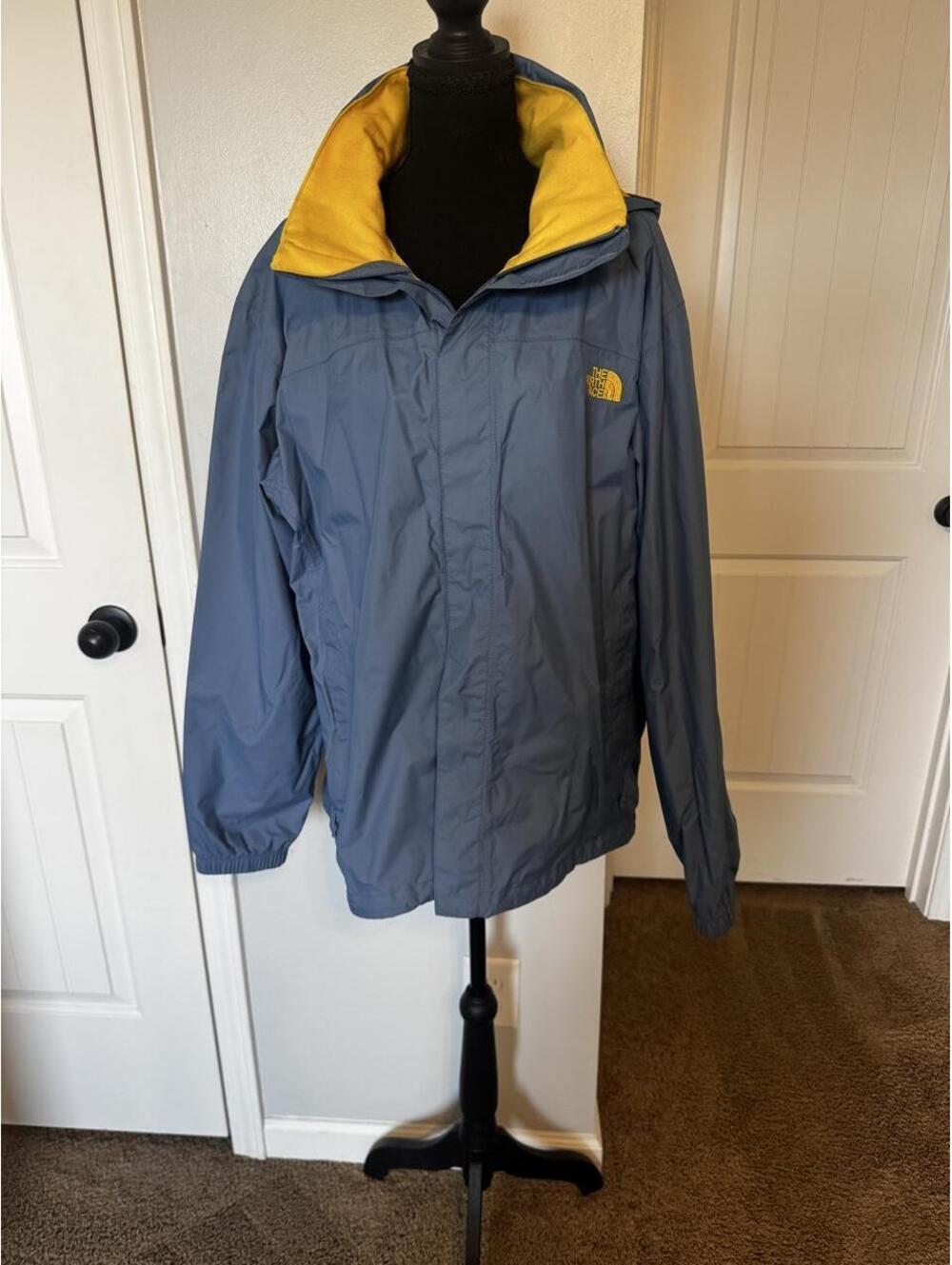The North Face Men's Dusty Blue and Yellow Raini Jacket